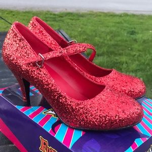 Red glitter heels